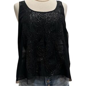 RALPH LAUREN Denim & Supply Black Beaded Tank Top